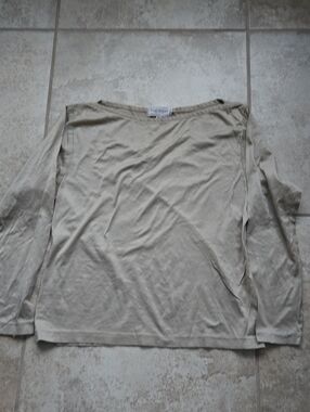 Paul Stuart Beige Lightweight Scoop Neck Top